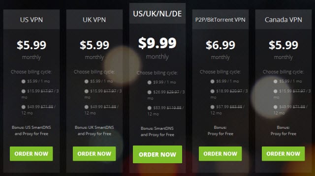 HideIPVPN pricing