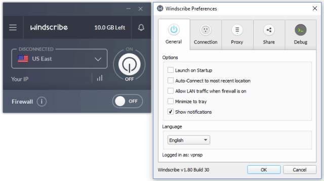 Windscribe client