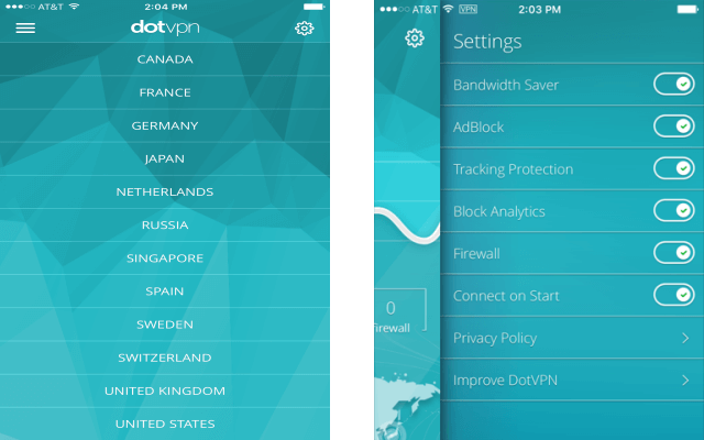 DotVPN iOS settings