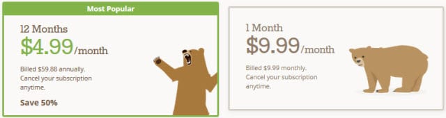 TunnelBear pricing