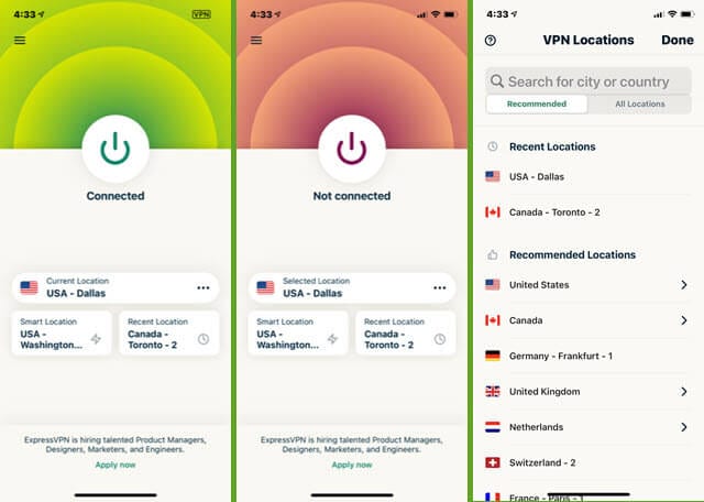 ExpressVPN iOS app