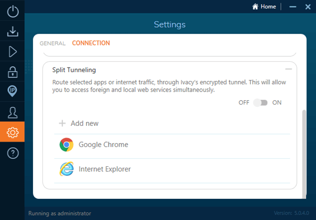 Ivacy split tunneling