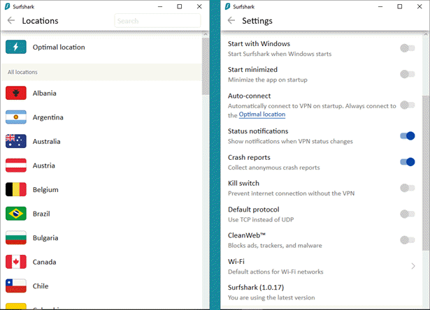 Surfshark Windows app
